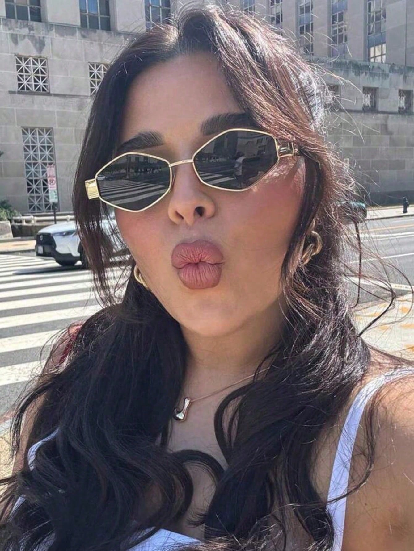 2pcs Diamond Metal Frame Sunglasses Set