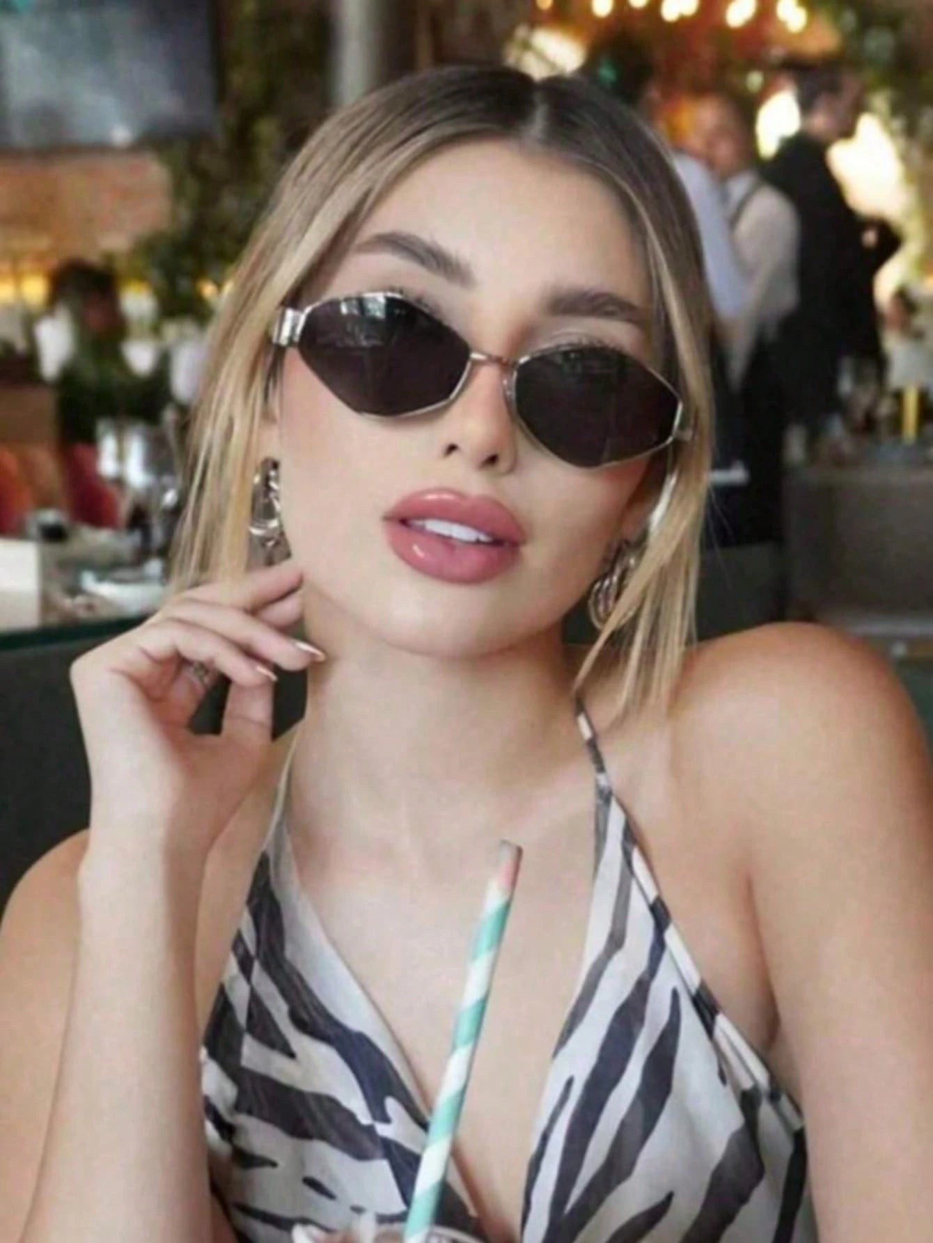 2pcs Diamond Metal Frame Sunglasses Set