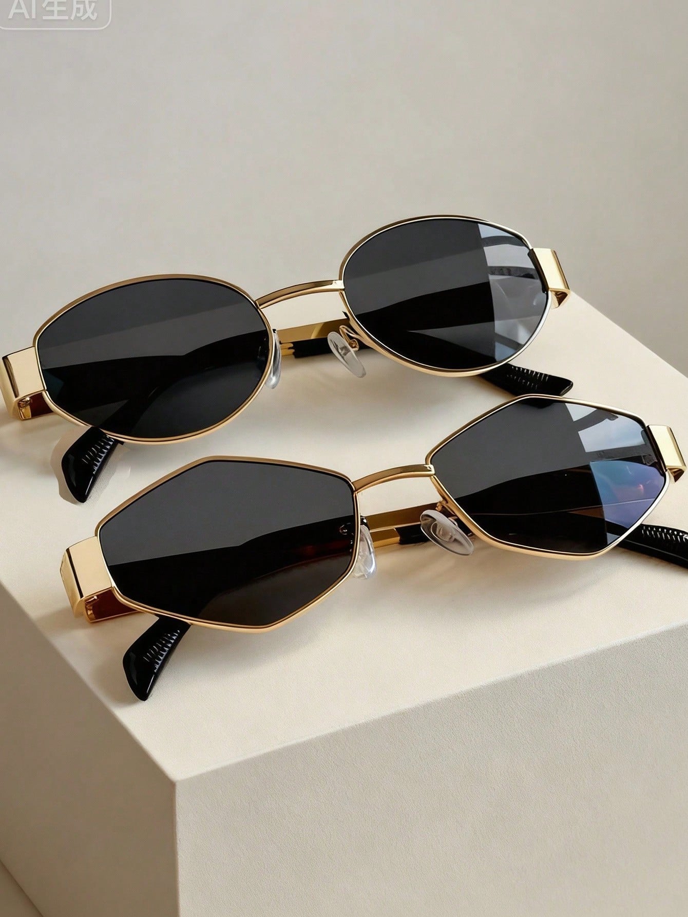 2pcs Retro Oval Metal Frame Sunglasses Combo