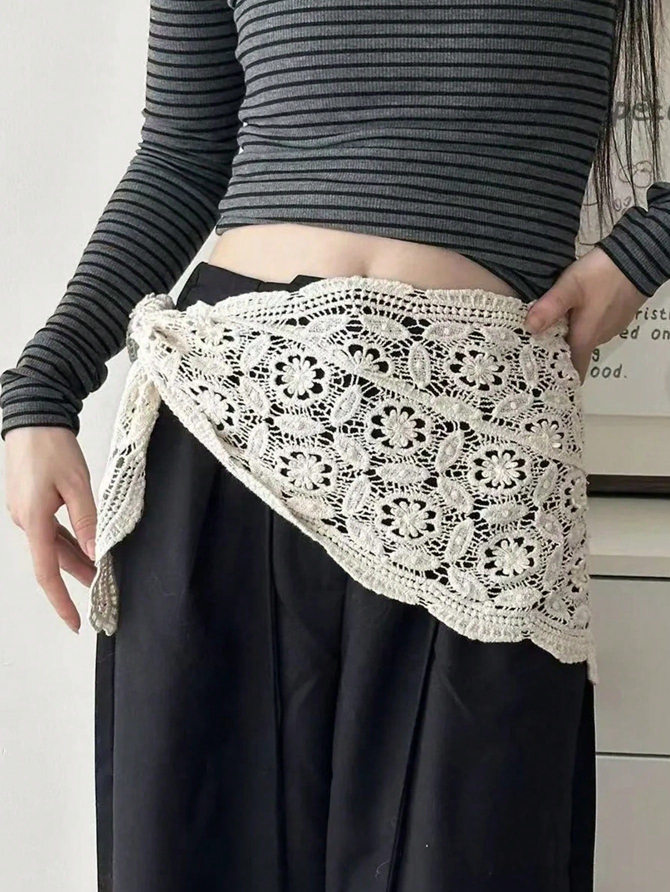 1pc Floral Lace Scarf Headscarf Set