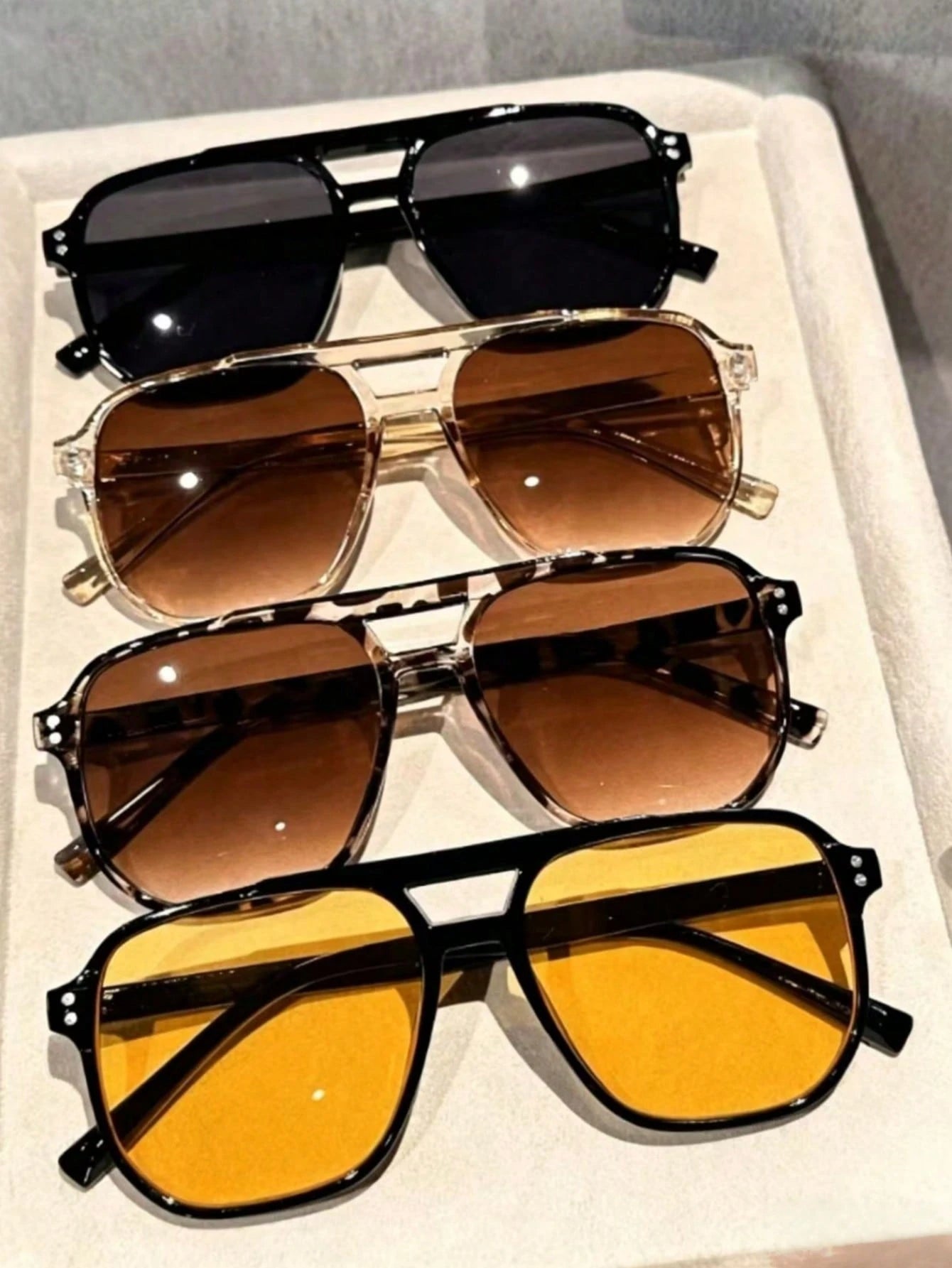 4pc Aviator Frame Sunglasses Set