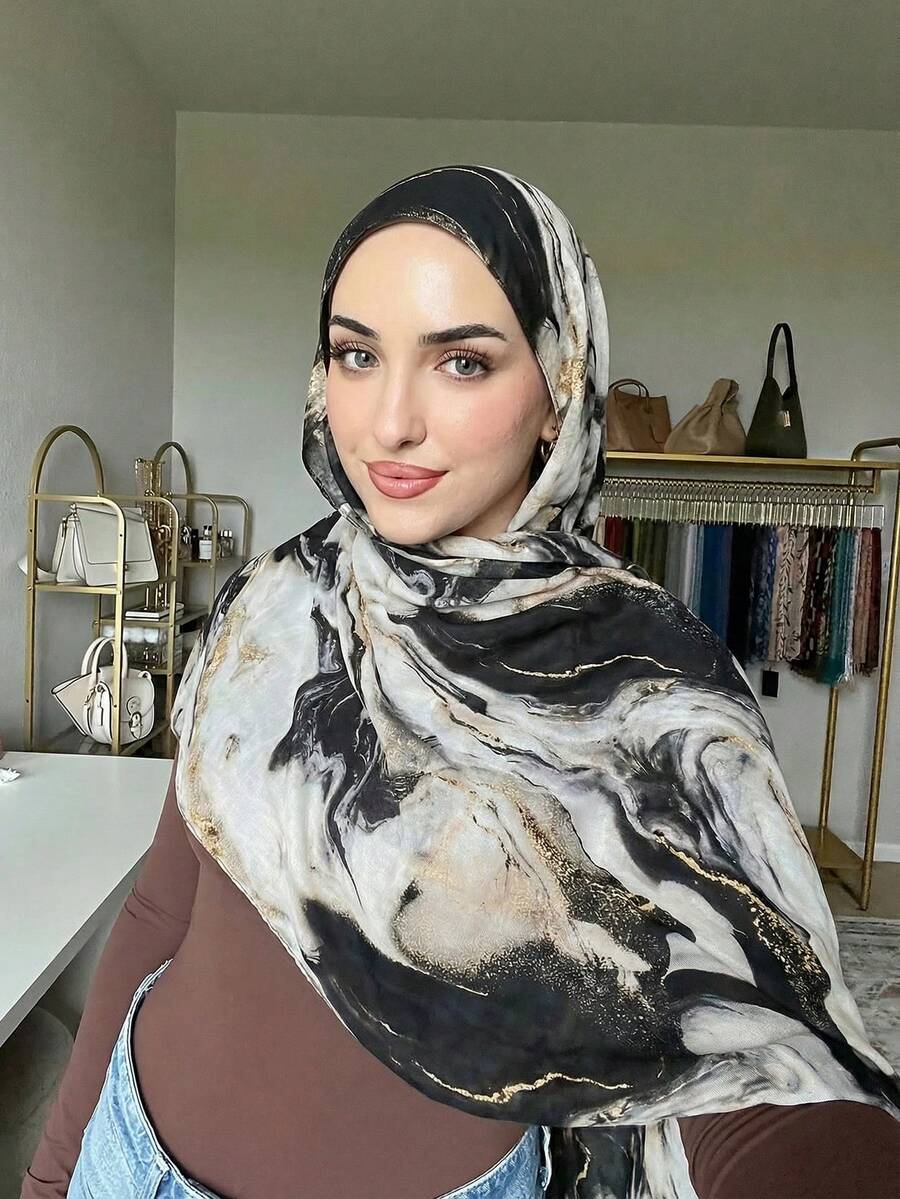 1pc Bohemian Style Watercolor Print Scarf