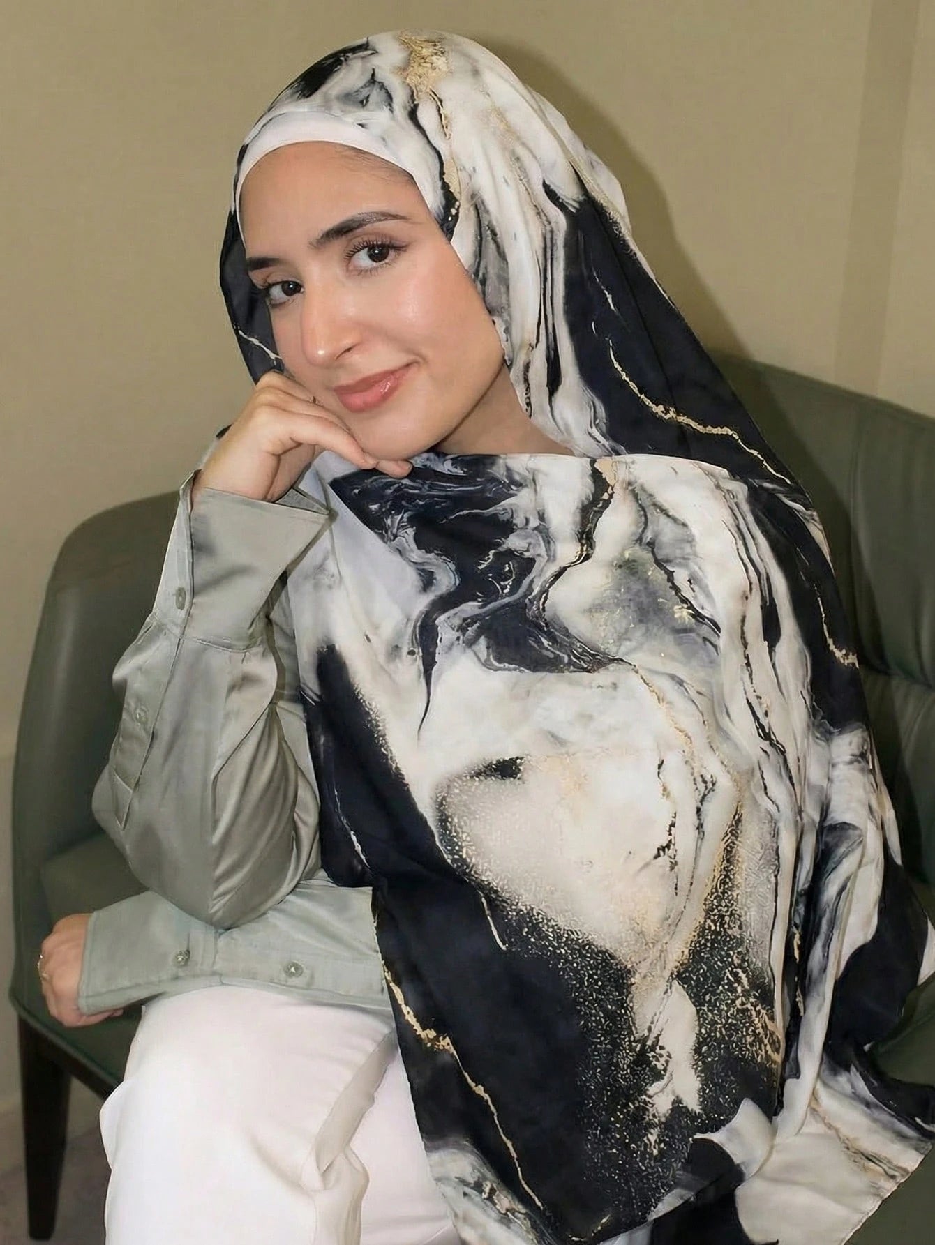 1pc Bohemian Style Watercolor Print Scarf