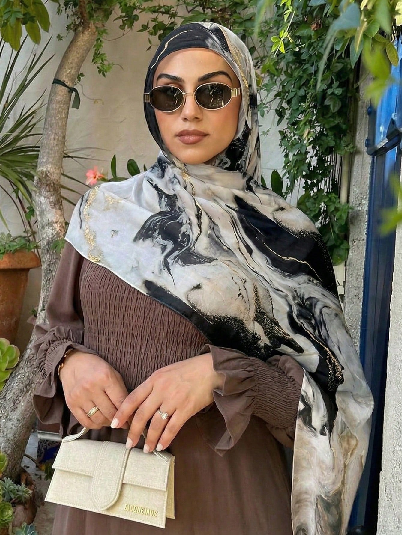 1pc Bohemian Style Watercolor Print Scarf