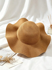 1pc Summer Refreshing Big Wave Brim Sun Hat
