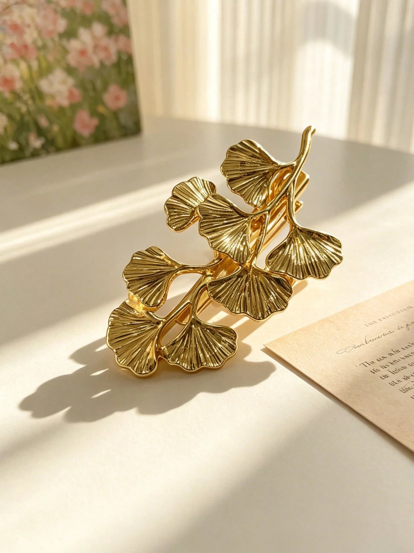 1pc Exquisite Ginkgo Leaf Hair Accessory Gold-Plated Hair Clip - www.thetreasurebox.me