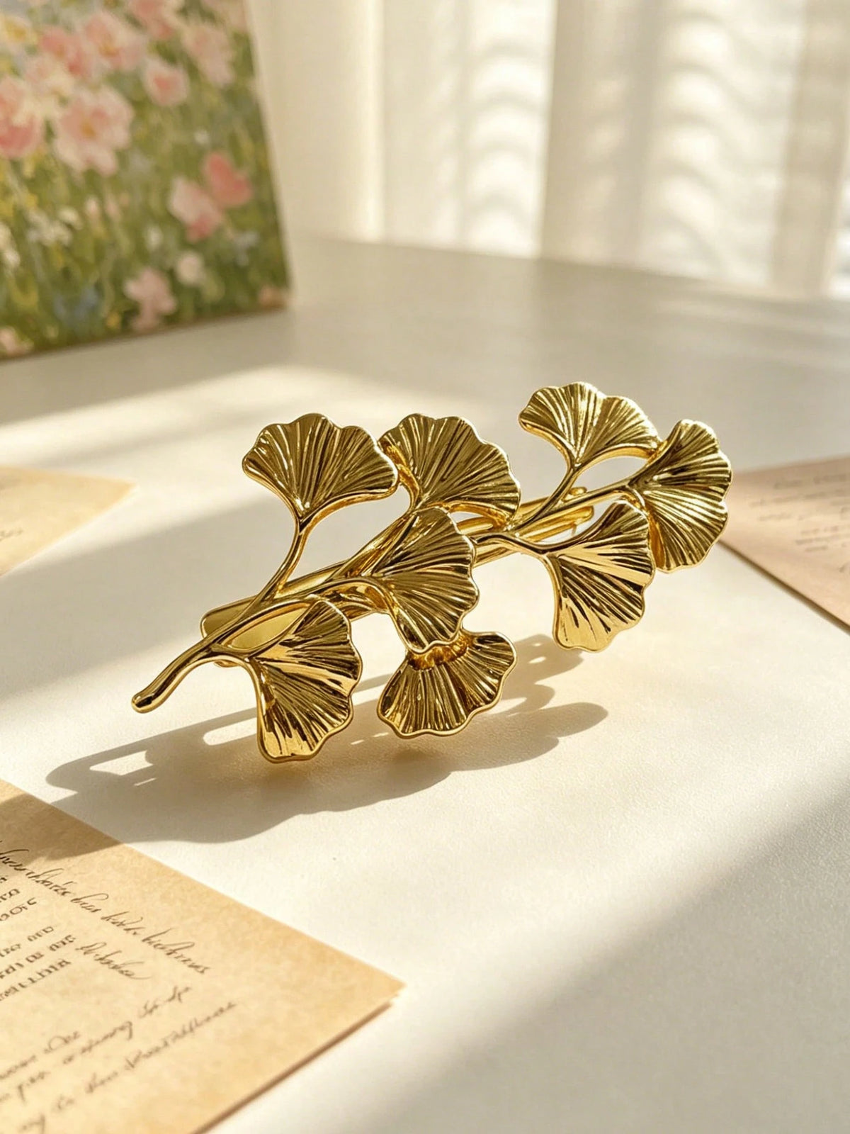 1pc Exquisite Ginkgo Leaf Hair Accessory Gold-Plated Hair Clip - www.thetreasurebox.me