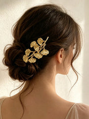 1pc Exquisite Ginkgo Leaf Hair Accessory Gold-Plated Hair Clip - www.thetreasurebox.me