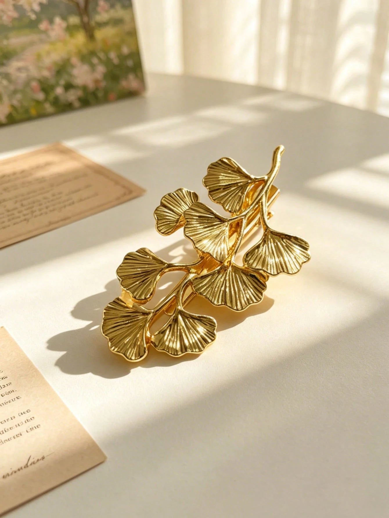 1pc Exquisite Ginkgo Leaf Hair Accessory Gold-Plated Hair Clip - www.thetreasurebox.me