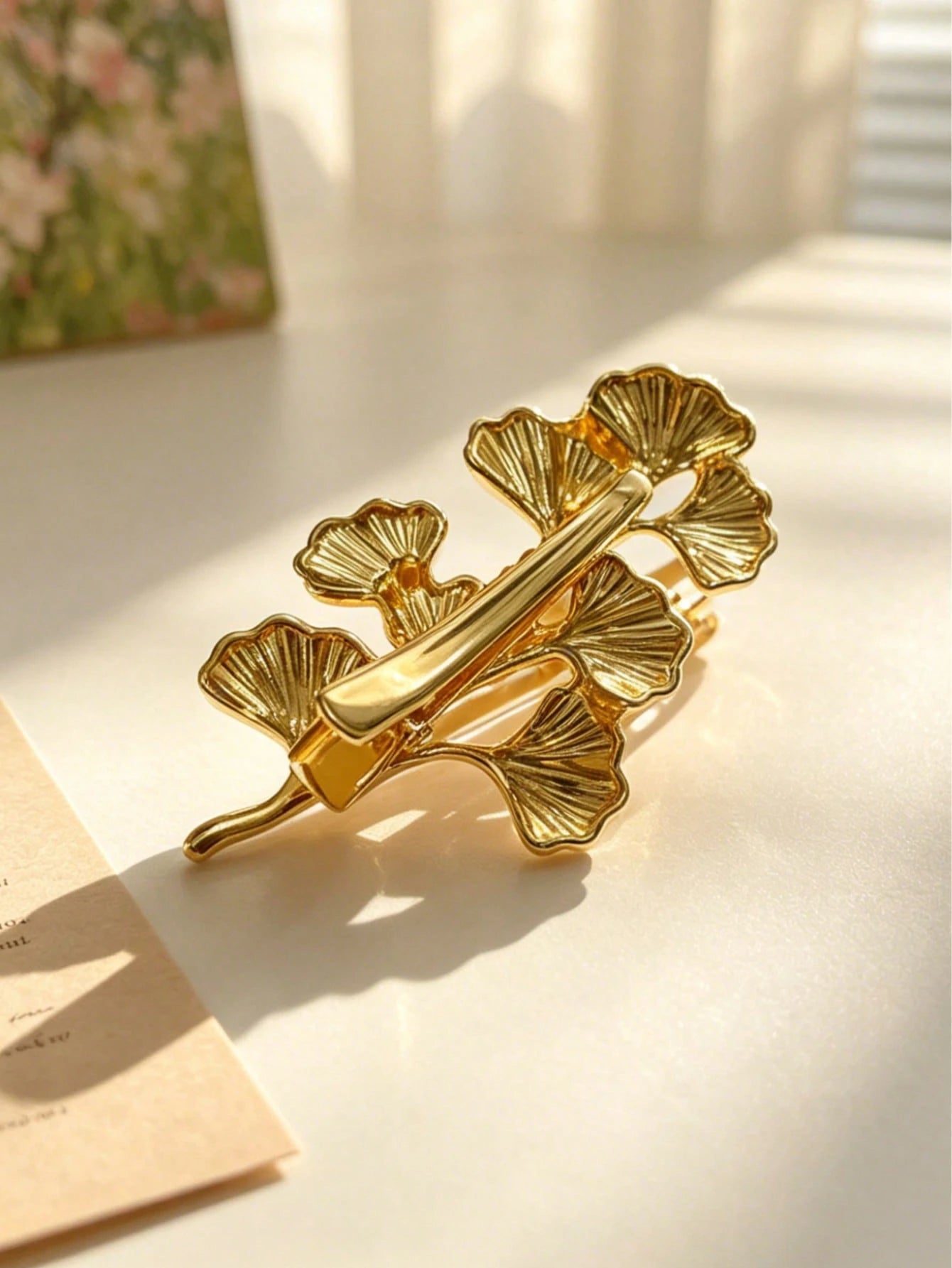 1pc Exquisite Ginkgo Leaf Hair Accessory Gold-Plated Hair Clip - www.thetreasurebox.me