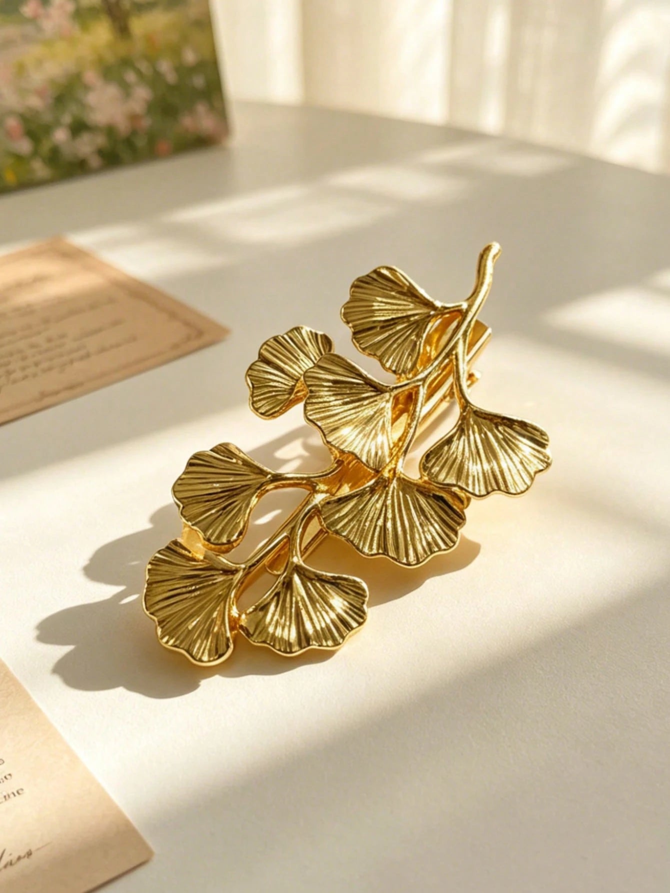 1pc Exquisite Ginkgo Leaf Hair Accessory Gold-Plated Hair Clip - www.thetreasurebox.me