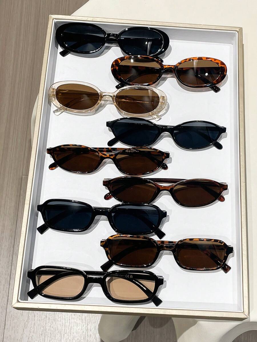 9pcs Casual Small Frame Sunglasses Set