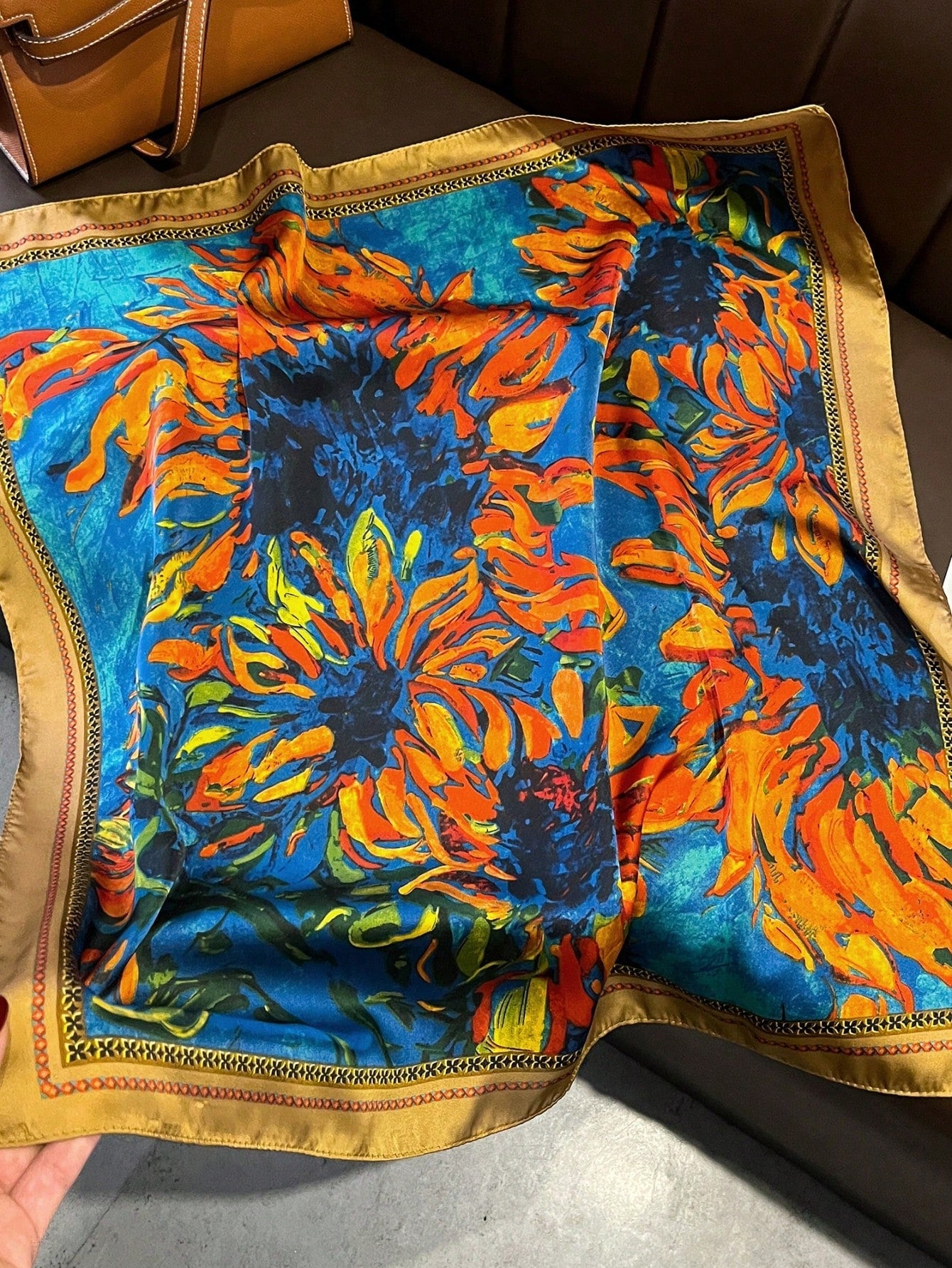 Multicolor Sunflower Painting Print Scarf