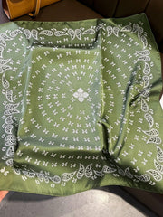 1pc Vintage Olive Green Paisley Pattern Square Scarf