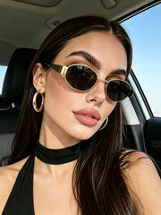 2pcs Retro Oval Metal Frame Sunglasses Combo