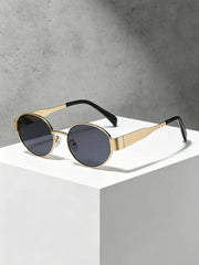 2pcs Vintage Oval Metal Frame Eyeglasses