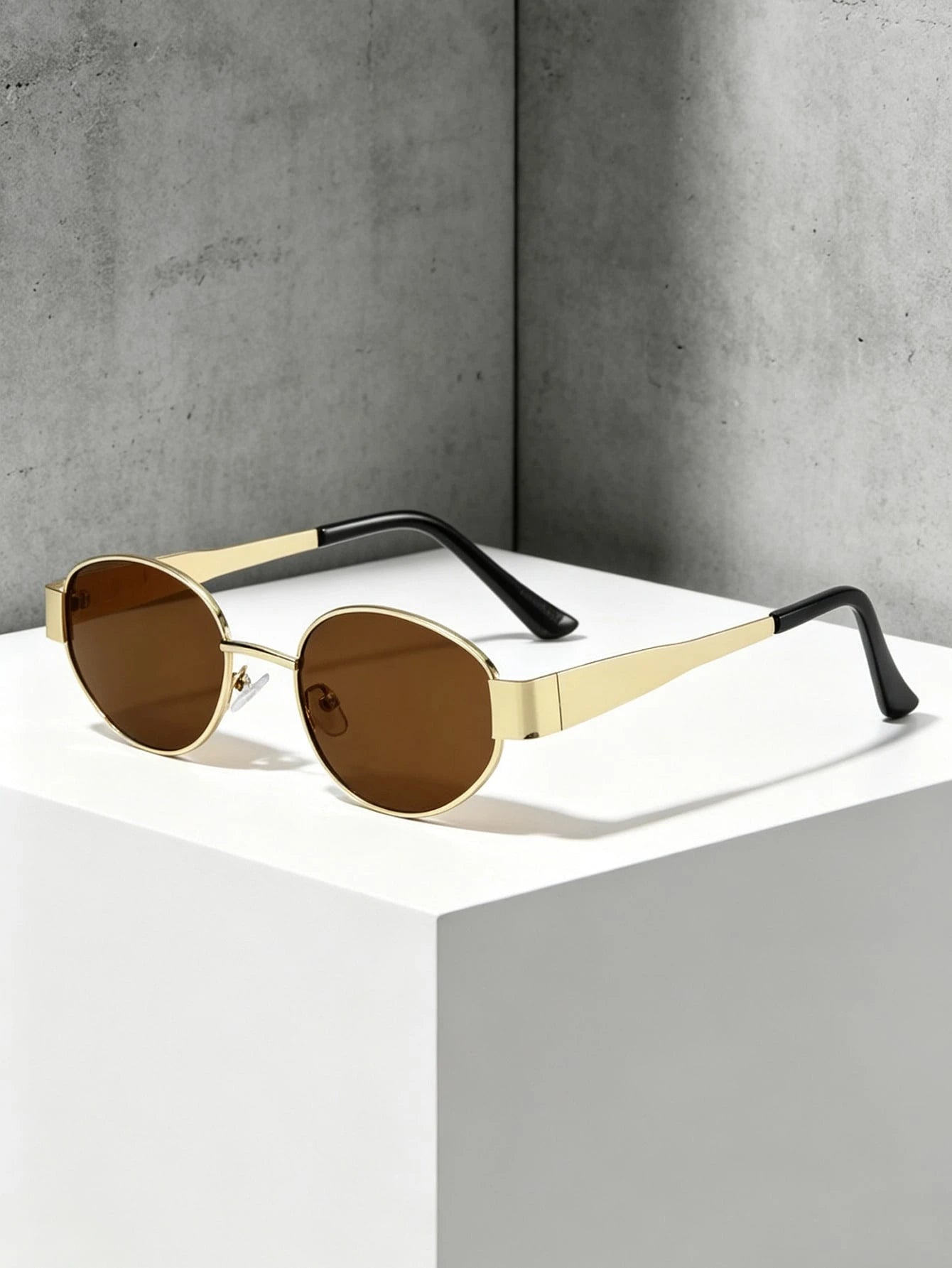 2pcs Vintage Oval Metal Frame Eyeglasses