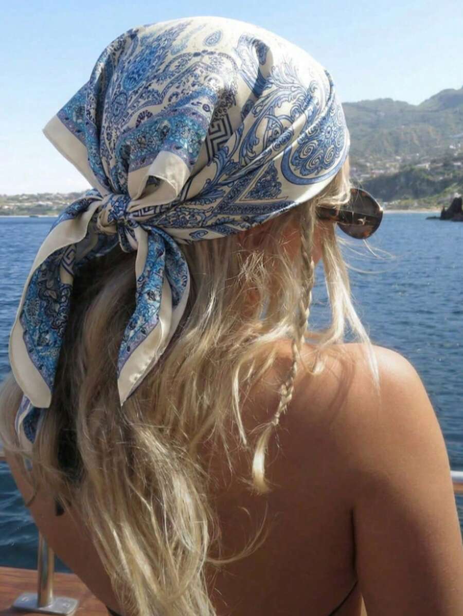 French Vintage Paisley Print Thin Scarf