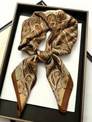 1pc Bohemian Style Floral Print Faux Silk Scarf