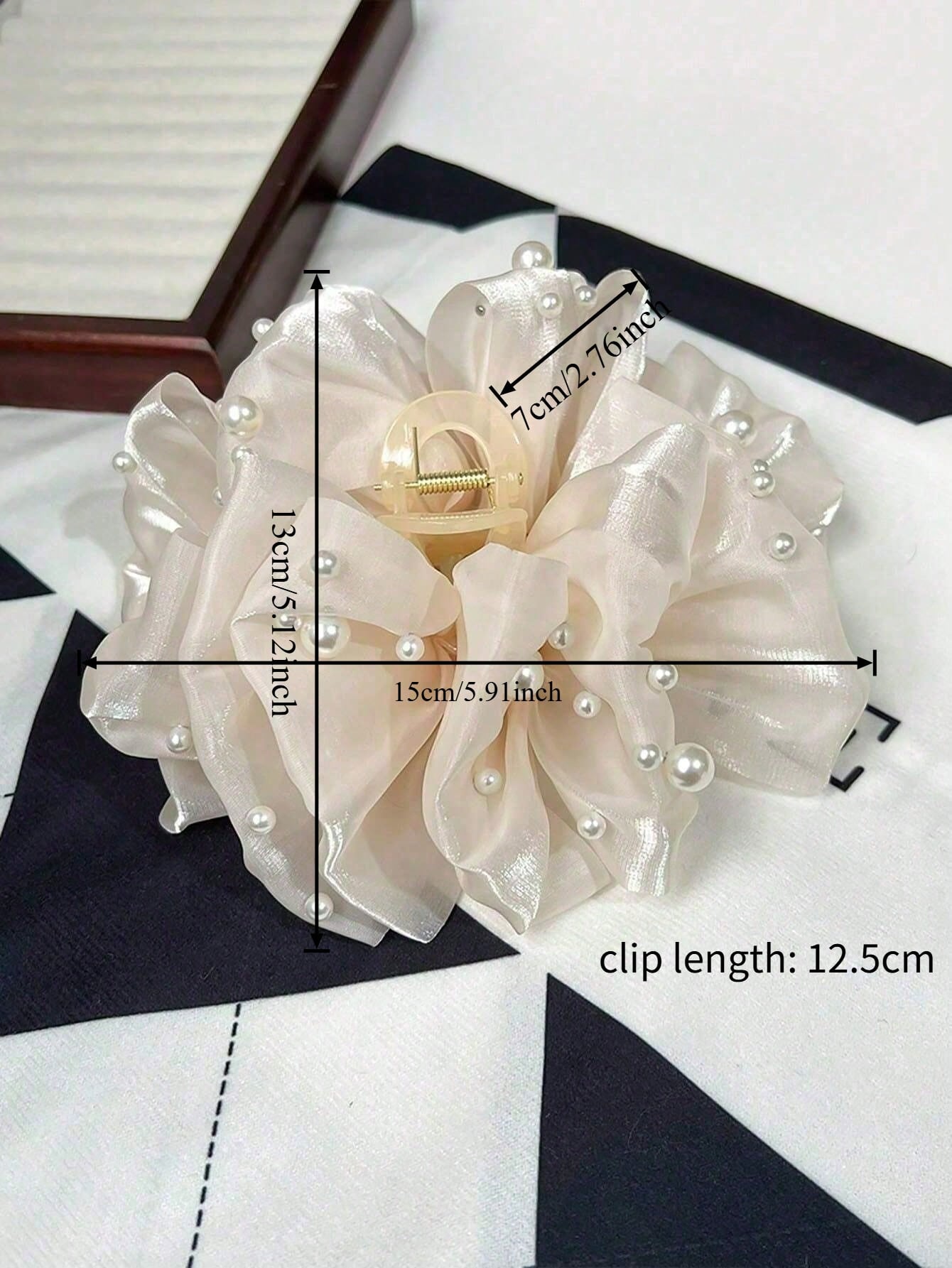 1pc Large Organza Pearl Hair Claw Clip