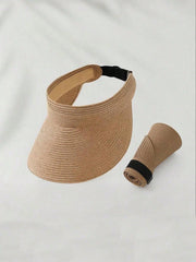 1pc Solid Color Straw Sun Hat