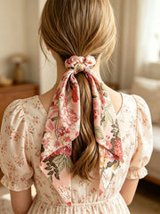 3Pcs Floral Bow Scarf Scrunchies