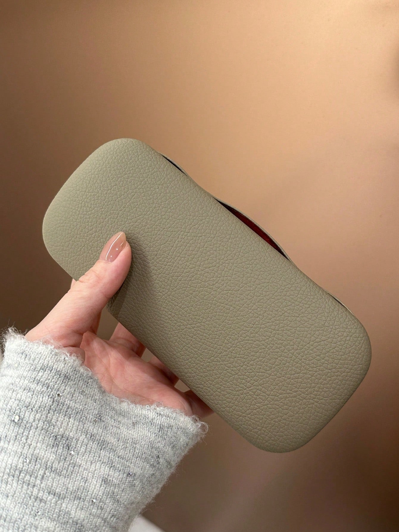 1pc Litchi Texture Leather Eyeglass Case