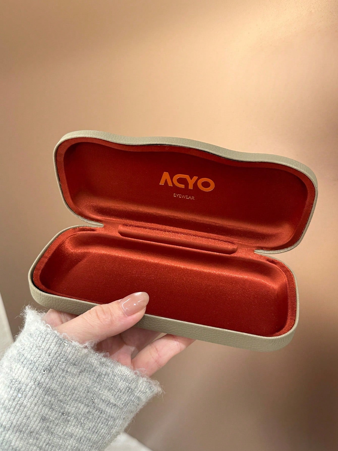 1pc Litchi Texture Leather Eyeglass Case