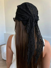 1pc Black Lace Crochet Headscarf