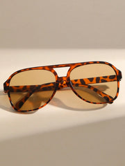 Leopard Print Brown Aviator Sunglasses