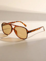 Leopard Print Brown Aviator Sunglasses