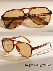 Leopard Print Brown Aviator Sunglasses