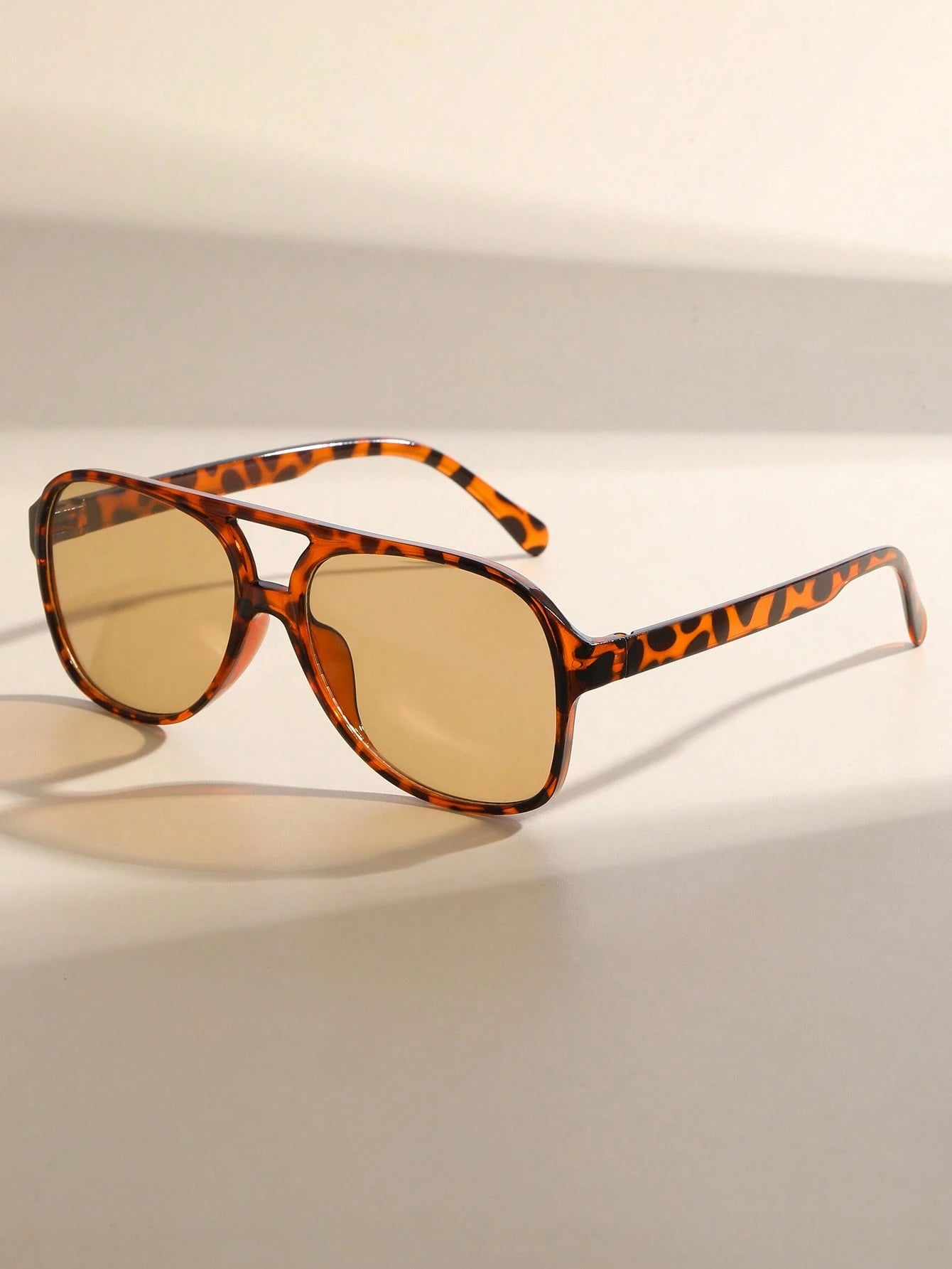 Leopard Print Brown Aviator Sunglasses