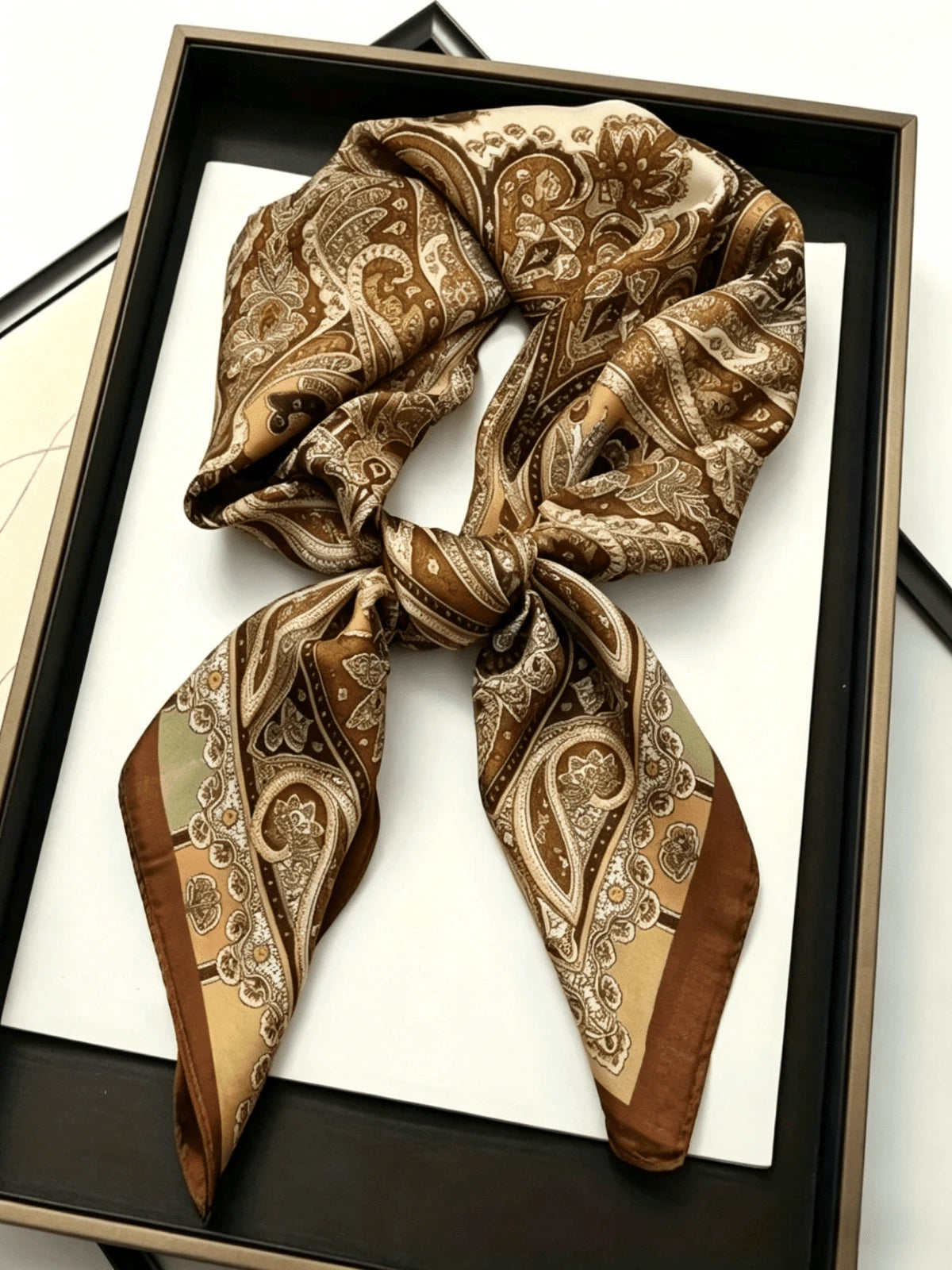 1pc Bohemian Style Floral Print Faux Silk Scarf
