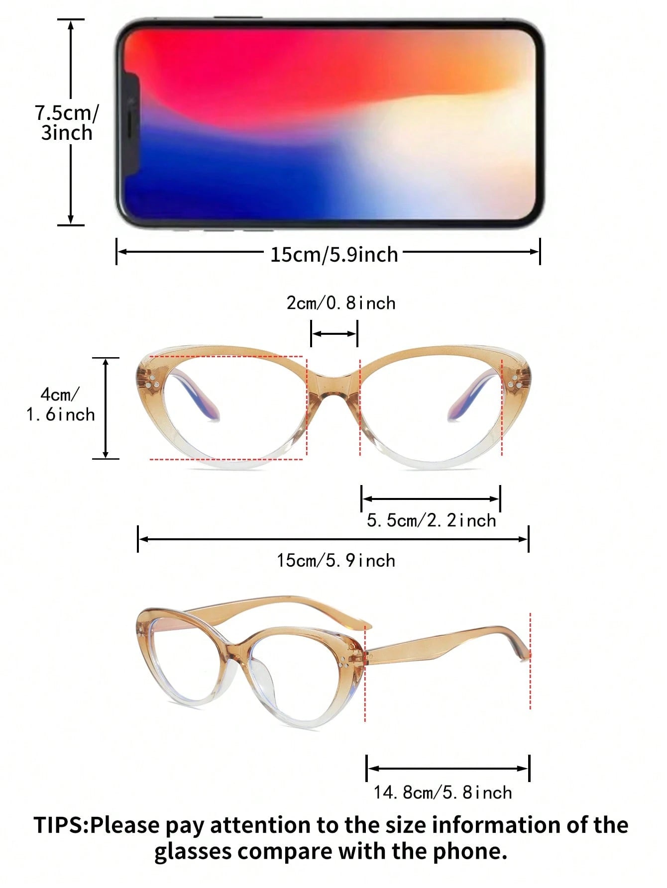 Ombre Cat Eye Minimalist Non-Prescription Glasses
