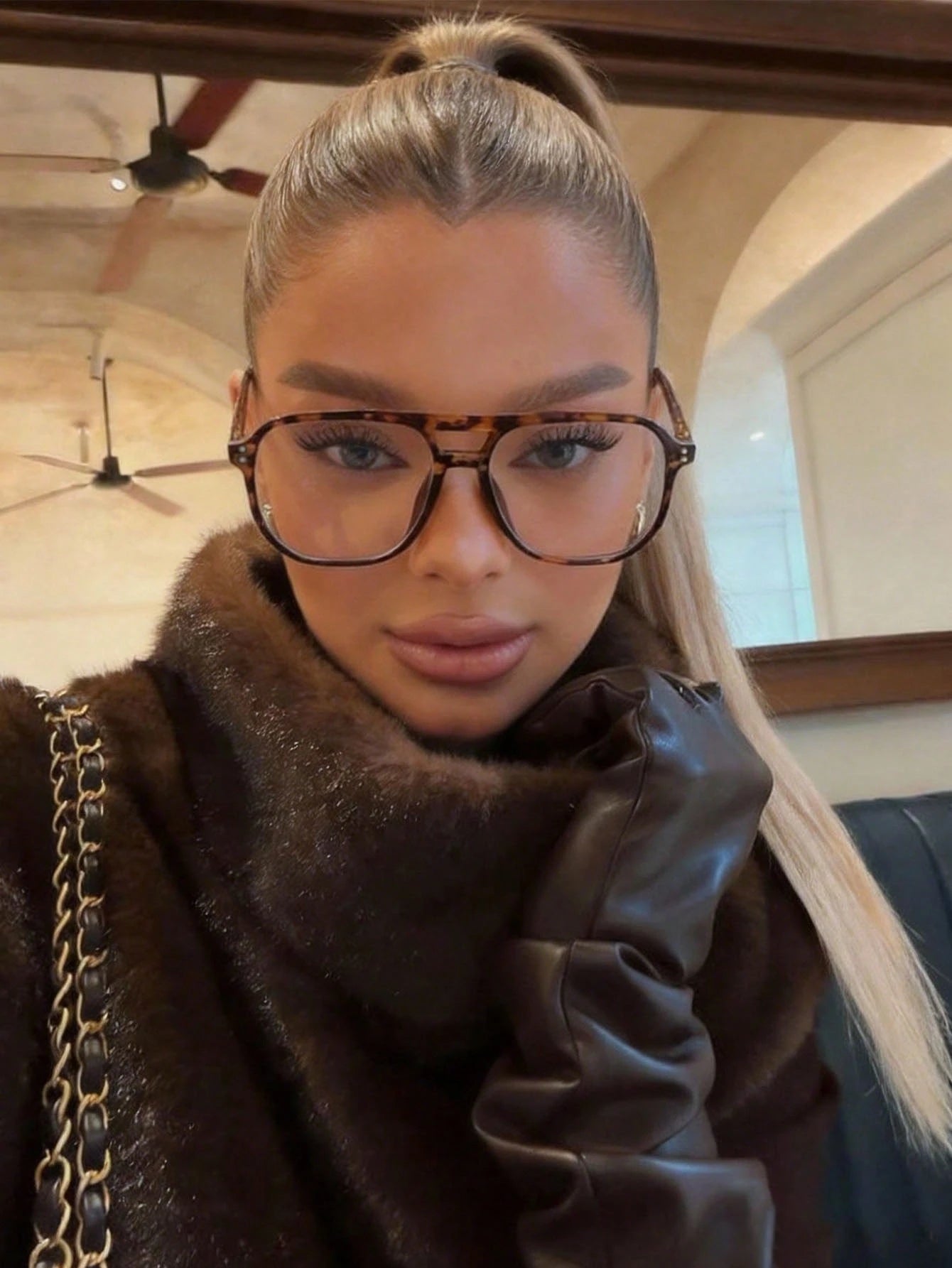 Oversized Tortoise Shell Aviator Eyeglasses