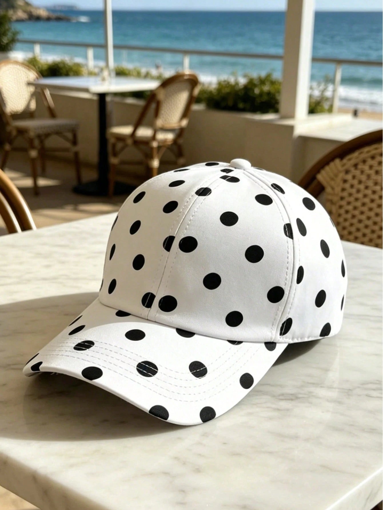 1pc Black & White Breathable Thin Baseball Cap