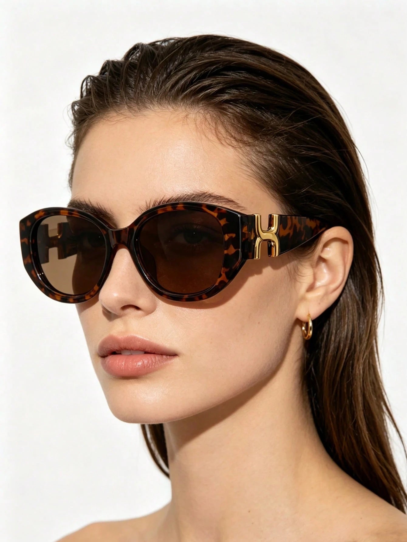 1pc Leopard Print Tortoiseshell Oval Frame Glasses