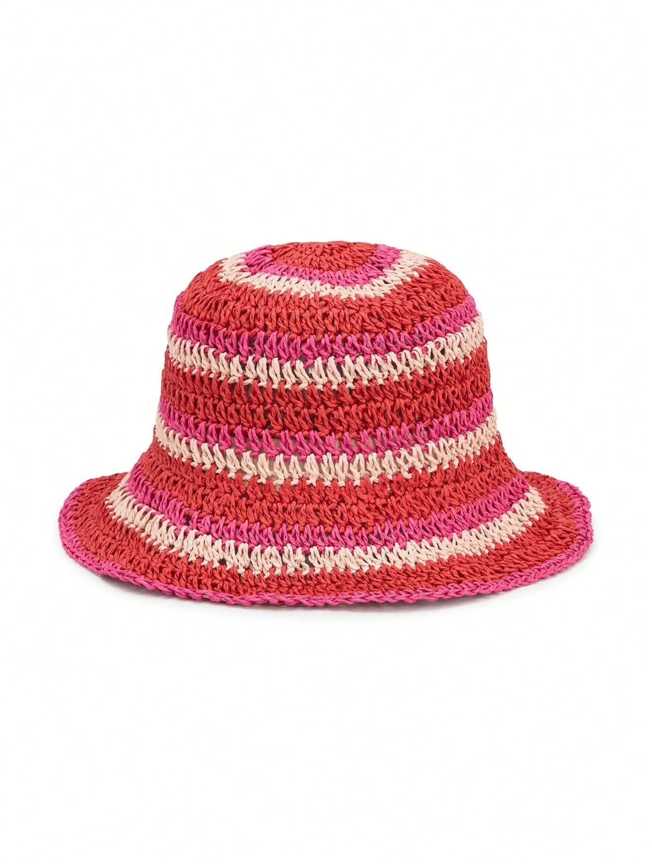1pc Rainbow Straw Bucket Hat