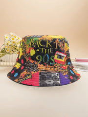 1pc Colorful Graffiti Tape Pattern 90s Retro Reversible Bucket Hat
