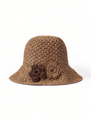 1pcs Solid Color Boho Straw Hat