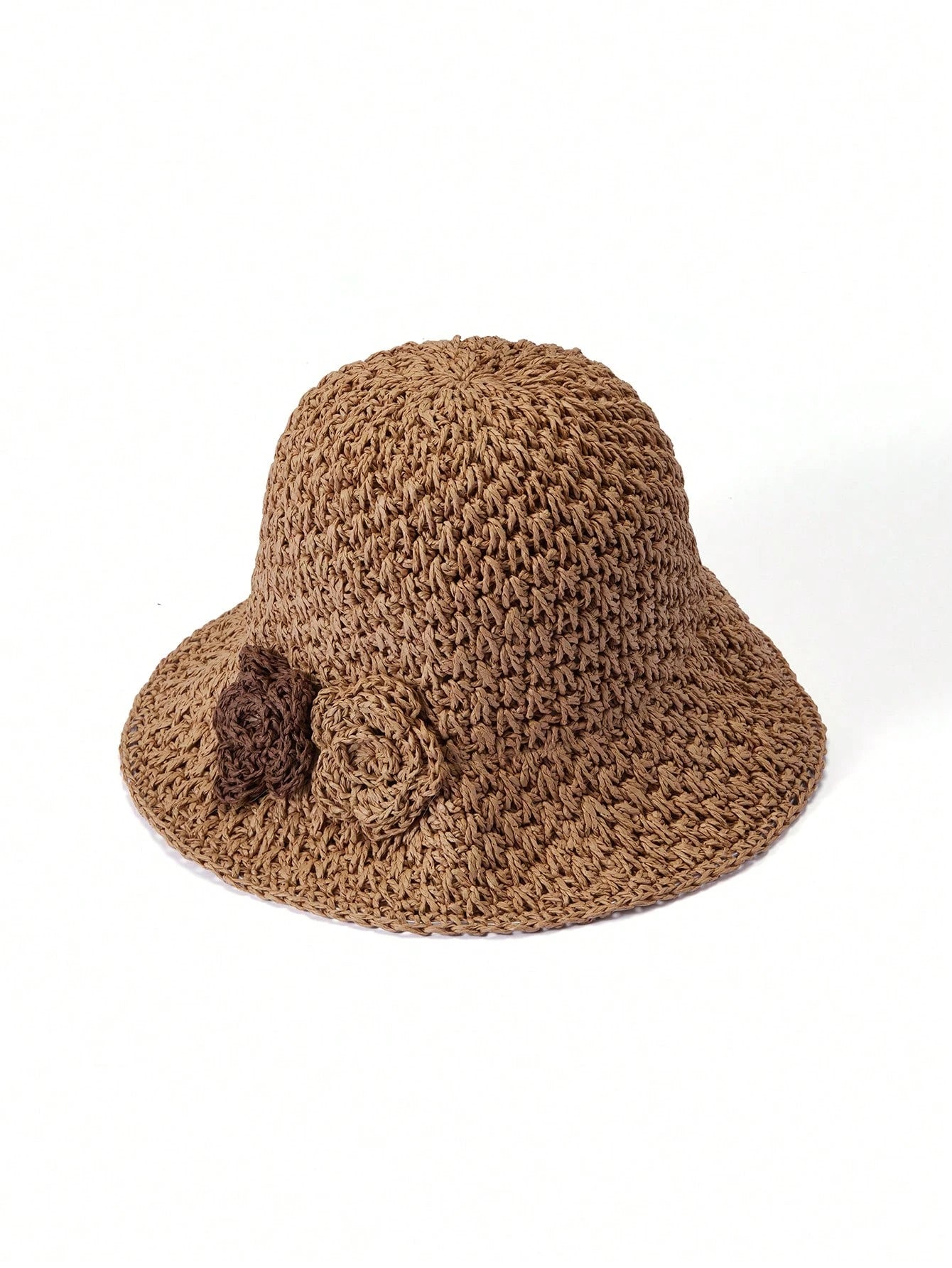 1pcs Solid Color Boho Straw Hat