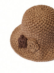 1pcs Solid Color Boho Straw Hat