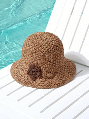 1pcs Solid Color Boho Straw Hat