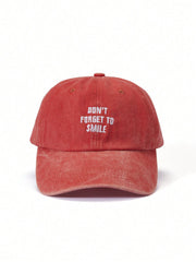 1pc Don't Forget To Smile Washed Baseball Cap