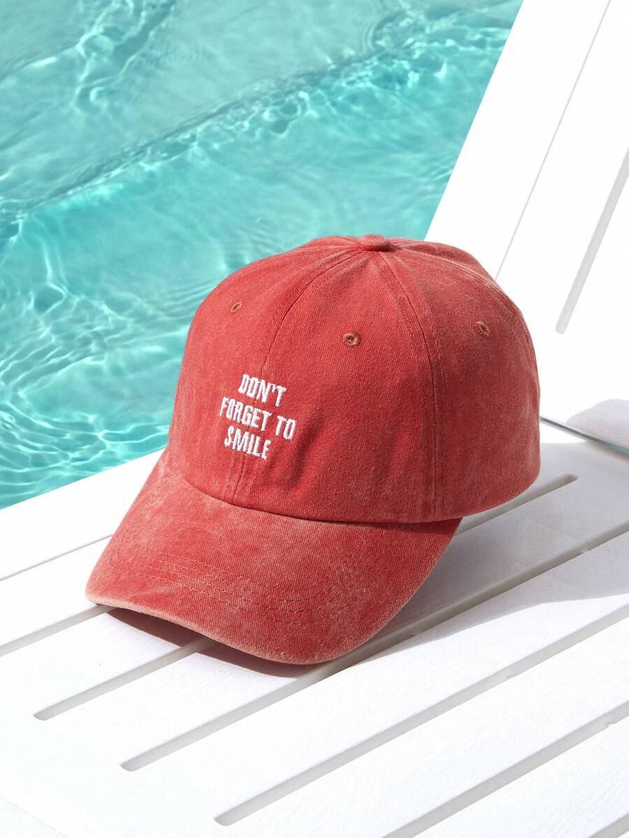 1pc Don't Forget To Smile Washed Baseball Cap