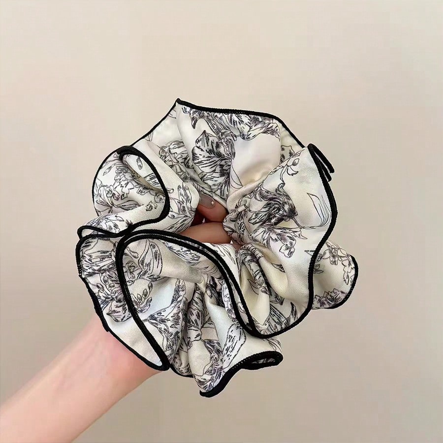 Ink Painting Print 4-Layer Scrunchie Vintage Chinese Style Hair Tie