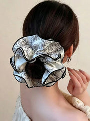 Ink Painting Print 4-Layer Scrunchie Vintage Chinese Style Hair Tie