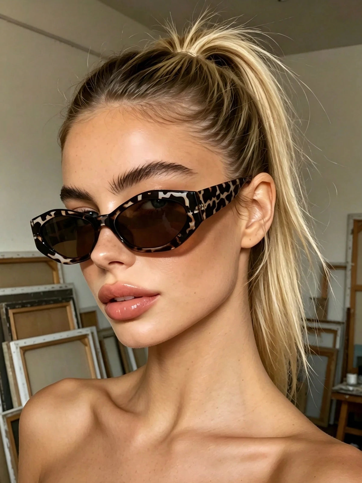 Geometric Cat Eye Sunglasses With UV Protection