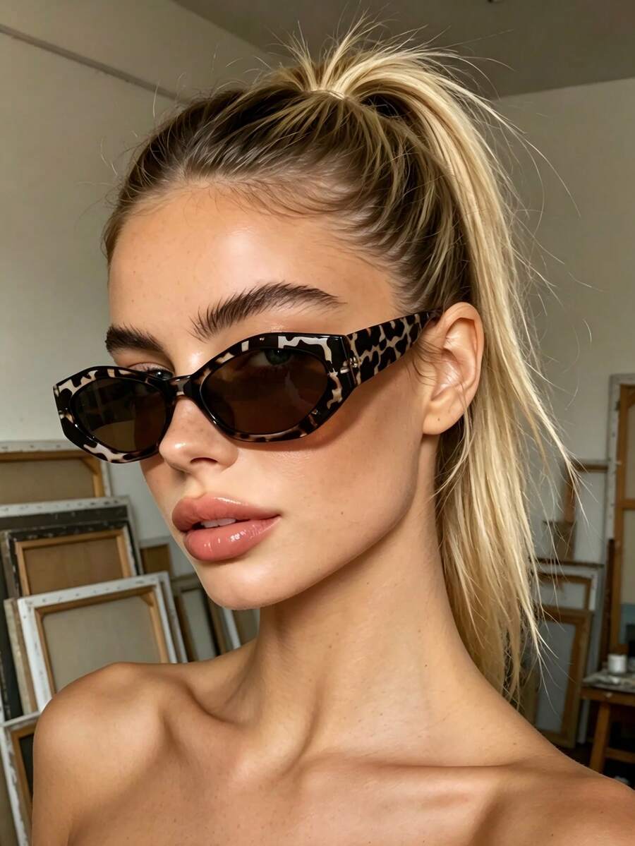 Geometric Cat Eye Sunglasses With UV Protection
